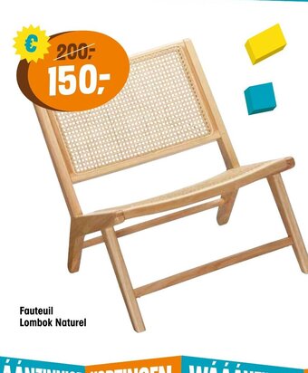Kwantum Fauteuil Lombok Naturel aanbieding