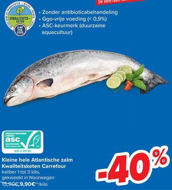 Carrefour Kleine hele Atlantische zalm Kwaliteitsketen Carrefour aanbieding