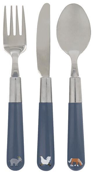 HEMA 3-delige Kinderbestekset Dieren Blauw