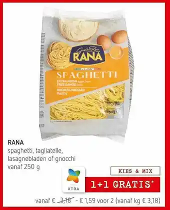 Spar Colruyt Rana Spaghetti, Tagliatelle, Lasagnebladen Of Gnocchi 1+1 Gratis aanbieding