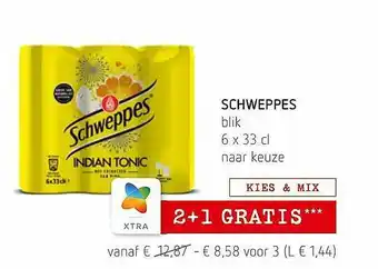 Spar Colruyt Schweppes Blik 2+1 Gratis aanbieding