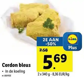 Lidl Cordon Bleus 2x340g aanbieding