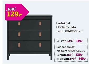 Leen Bakker Ladekast Madeira 3xla aanbieding