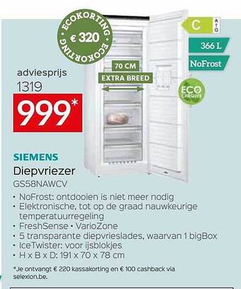Selexion Siemens Diepvriezer aanbieding