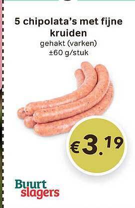 Bon Ap 5 Chipolata's Met Fijne Kruiden aanbieding