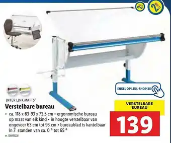 Lidl Inter Link Matts Verstelbare Bureau aanbieding