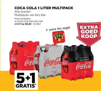 Jumbo Coca Cola 1 Liter Multipack 5+1 Gratis aanbieding