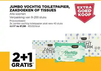 Jumbo Jumbo Vochtig Toiletpapier, Zakdoeken Of Tissues 2+1 Gratis aanbieding