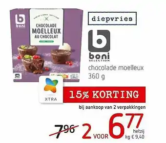 Spar Colruyt Boni Selection Chocolade Moelleux 15% Korting aanbieding