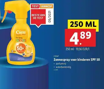 Lidl Cien Zonnespray Voor Kinderen Spf 30 250ml aanbieding
