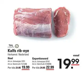 Kalfs Rib-Eye Heel Of Geportioneerd