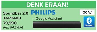 Carrefour Philips Soundbar 2.0 TAPB400 aanbieding