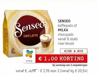 Spar Colruyt Senseo Koffiepads Of Milka Chocopads € 1,00 Korting aanbieding
