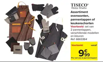 Carrefour Tiseco Home Studio Assortiment ovenwanten, pannenlappen of keukenschorten aanbieding