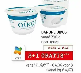 Spar Colruyt Danone Oikos 2+1 Gratis 290g aanbieding