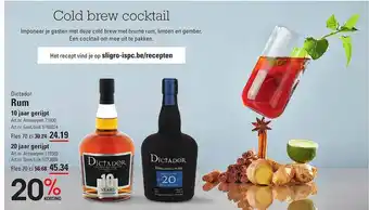 Dictador Rum 10 Jaar Gerijpt Of 20 Jaar Gerijpt 20% Korting