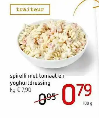 Spar Colruyt Spirelli Met Tomaat En Yoghurtdressing 100g aanbieding