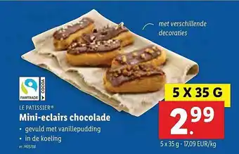 Lidl Le Patissier Mini-eclairs Chocolade 35g aanbieding