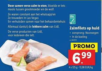 Lidl Zalmfilets Op Huid 125g aanbieding