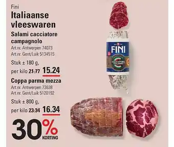 Fini Italiaanse Vleeswaren Salami Cacciatore Campagnolo Of Coppa Parma Mezza 30% Korting