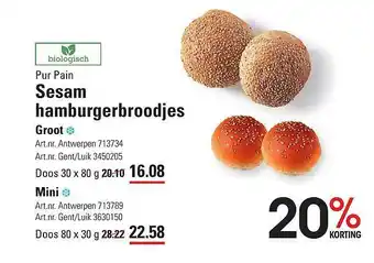 Pur Pain Sesam Hamburgerbroodjes 20% Korting