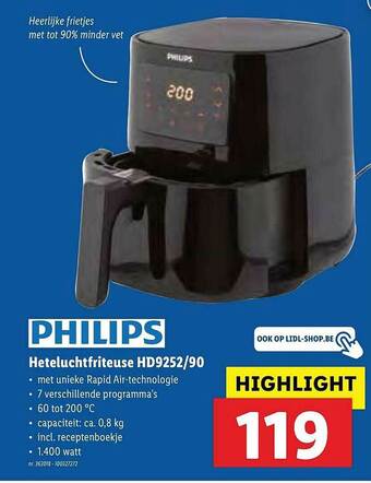 Lidl Philips Heteluchtfriteuse Hd9252-90 aanbieding