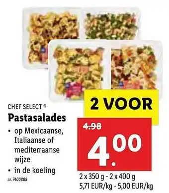 Lidl Chef Select Pastasalades aanbieding