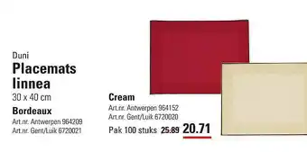 Duni Placemats Linnea Bordeaux Of Cream