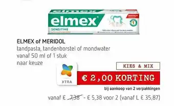 Spar Colruyt Elmex Of Meridol Tandpasta, Tandenborstel Of Mondwater € 2,00 Korting aanbieding