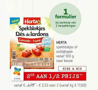 Spar Colruyt Herta Spekblokjes Of Ontbijtspek aanbieding