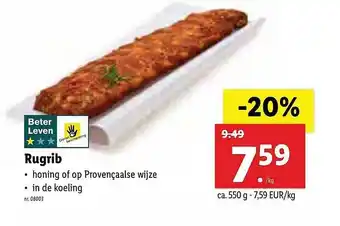 Lidl Rugrib 550g aanbieding