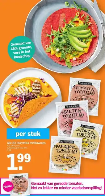 Albert Heijn Alle No Fairytales Tortillawraps aanbieding