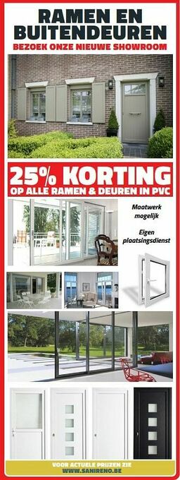25% korting op alle ramen + deuren in pvc