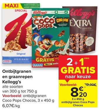 Carrefour Ontbijtgranen en graanrepen Kellogg's aanbieding