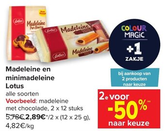 Carrefour Madeleine en minimadeleine Lotus aanbieding