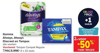 Carrefour Gamma Always, Always Discreet en Tampax aanbieding