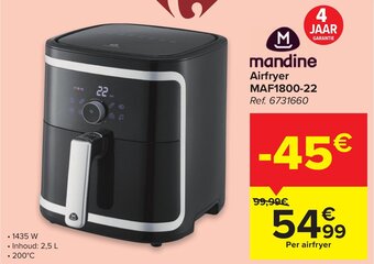 Carrefour Mandine Airfryer MAF1800-22 aanbieding