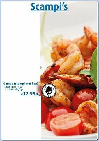 Aronde Gamba scampi met kop aanbieding