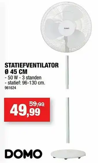 Hubo Domo elektro statiefventilator aanbieding