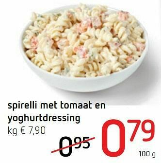Spar Colruyt Spirelli met tomaat en yoghurtdressing aanbieding