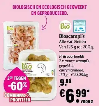 Delhaize Rauwe scampi`s gepeld in currymarinade aanbieding