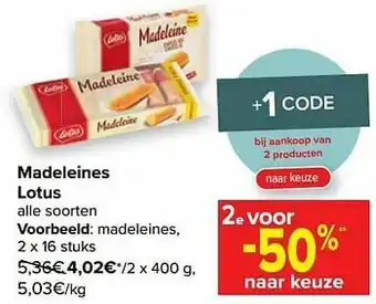 Carrefour Market Madeleines lotus aanbieding