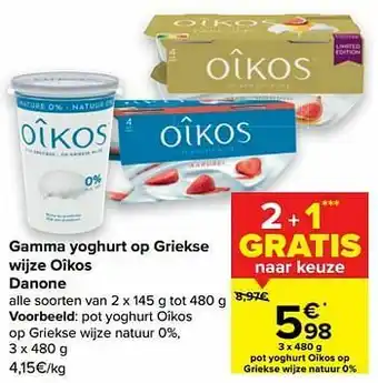 Danone yoghurt oîkos op griekse wijze natuur 0%