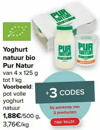 Carrefour Market Pur natur pot volle yoghurt natuur aanbieding