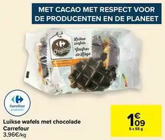 Carrefour Market Luikse wafels met chocolade carrefour aanbieding
