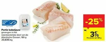 Carrefour Portie kabeljauw aanbieding