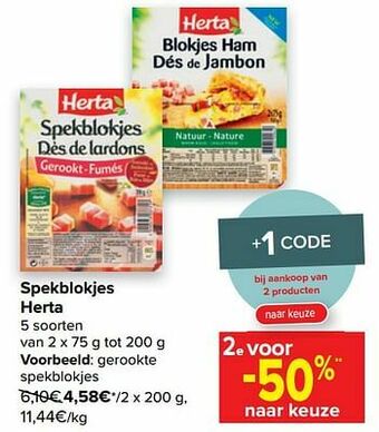 Carrefour Herta gerookte spekblokjes aanbieding