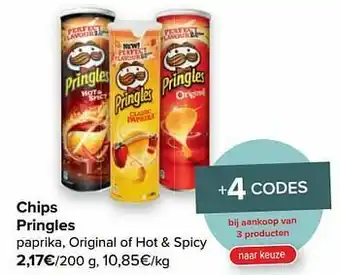 Carrefour Chips pringles paprika, original of hot + spicy aanbieding