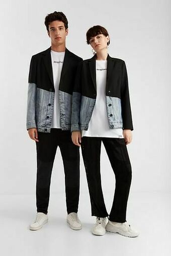 Desigual Slim fit hybride blazer met twee stoffen - BLACK - 40 aanbieding