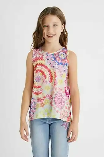 Desigual Singlet met bloemetjes - RED - 5/6 aanbieding